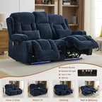 TUNYI Wall Hugger Power Loveseat Recliner - RV Reclining Loveseat with Console Theater Seating RV Recliner Sofa with USB/Outlet//Cup Holder/LED Light/Side Pocket (Dark Blue, Loveseat)