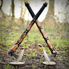 Pair of Ragnar Lothbrok Viking Axes – Hand-Forged High Carbon Steel Norse Bearded Axes Handcrafted Ash Wood Handles | Perfect Viking Gifts for Men | Antique Pair