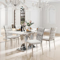 Modern Dining Chairs Set of 4, Light Grey Velvet Woven Kitchen Chair with Silver Metal Legs, Upholstered Cushion & High Back Design, Mid-Century Dining Chairs for Kitchen, Living Room