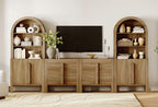 WAMPAT 6 in 1 71" Arched Bookcase with Doors, Walnut