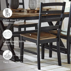 Signature Design by Ashley Wildenauer Dining Chairs Set of 2, Modern Ladderback Dining Chairs with Solid Wood Frame, Two-Tone Finish, Contoured Seat, Black/Brown | Solid wood frame, Mango veneer and MDF substrate seat, Modern ladderback, 250 lb capacity