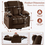 3 Motor Large-Wide Lift Chair, Infinite Position, 180° Lay Flat, Power Lift Chairs Recliners for Elderly Big and Tall, Massage & Heat, Extended Footrest (Deep Brown, Large Wide)