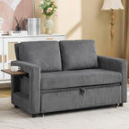 3 in 1 Convertible Sofa Bed, Pull Out Couch with Dual USB and Type C Ports, Chenille Fabric Loveseat Sleeper Sofa Bed, Sofa Bed with Foldable Side Table for Living Room Home Office Apartment