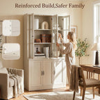 80" Modular Kitchen Pantry Cabinet, 2-in-1 Freestanding Tall Pantry Cabinet with Glass Doors & Adjustable Shelves, Large Hutch Storage Cabinet for Kitchen & Living Room (2, White, 6 Doors)