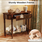 Giantex 2-Tier Console Table, 36" Retro Entryway Table with Storage Drawer & Elegant Legs, Narrow Wooden Sofa Table with Open Shelf for Living Room, Foyer, Hallway, Bedroom, Entrance (Brown)