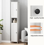 Homleke Tall Bathroom Storage Cabinet with 2 Doors, Slim Bathroom Cabinet | Narrow Storage Cabinet with Adjustable Shelves, Anti-Tip Design, Reversible Door, Easy Assembly, White, 11.8''W