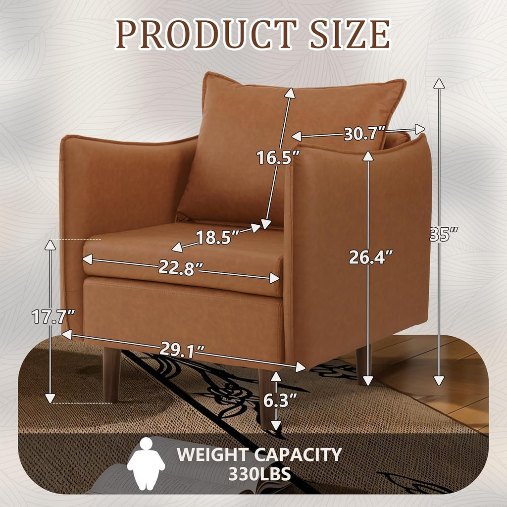 Sepnine Accent Chairs for Living Room Chairs Brown Reading Chair for Bedroom Arm Chair Mid Century Modern Club Chairs Upholstered Comfy Chair for Apartment, Waiting Room