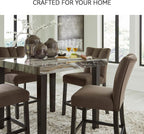 Signature Design by Ashley Jazmore Contemporary Counter Height Dining Table with Faux Marble Pattern, Dark Brown & Beige