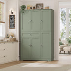 HOSTACK 68" Tall Kitchen Pantry Storage Cabinet with Doors & Shelves, Green | Large Pantry Cabinet with Door Rack, Freestanding Kitchen Storage Cabinet with Drawer, Food Pantry for Dining Living room