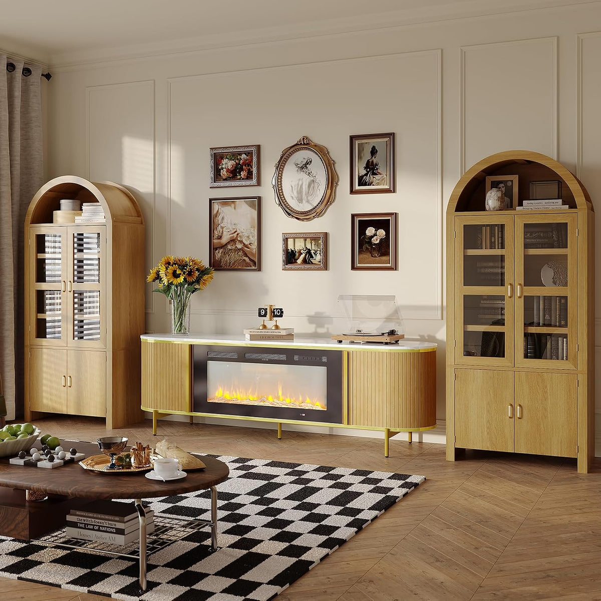 71" Tall Arched Kitchen Pantry, Modern Farmhouse Kitchens Storage Cabinets, Versatile Cupboard for Kitchen, Dining Room, Wood, 1 Pc