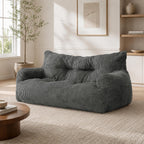 59" Corduroy Bean Bag Chair,2 Seat Loveseat Sofa,Corduroy Lazy Sofa Bed for Adults,Fit Living Room, Bedroom,Outdoor Spaces,Ultra Soft Dutch Velvet,Fluffy Comfort Cover,72h Rebound,Dark Grey