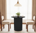 31.5 inch Round Dining Table for 2, Farmhouse Wood Fluted Dinner Round Kitchen Table with Wood Fluted Base, Mid-Century Modern Small Circle Dining Room Ta ble for Kitchen Living Room (Black)
