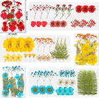 NESCCI Dried Pressed Flowers for Resin, 103pcs Real Nature Dried Flowers for Crafts Bulk Dry Flowers Leaves Kit Used for Resin Molds Scrapbooking DIY Art Crafts Candle Soap Making Nails Décor