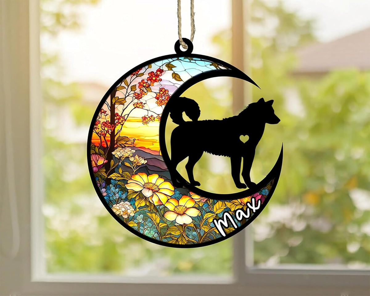 Personalized Dog Memorial, Custom Name Husky Dog Christmas Ornament with Name, Custom Breeds, Pet Loss Light Catcher, Gifts for Lovers Loss of Pet Sympathy on Mothers Day Christmas