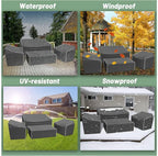 Gasadar Patio Furniture Cover 4-Piece Set, Heavy Dut 600D Outdoor Furniture Cover Waterproof for Lawn Patio Chairs, Loveseat and Coffe table, Grey
