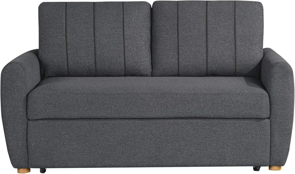Serta Galway 66.5" Convertible Sleeper Loveseat, Full Size, Dreamcoil Comfort, FingerGuard Pinch Point Protection, Boucle Fabric, Charcoal