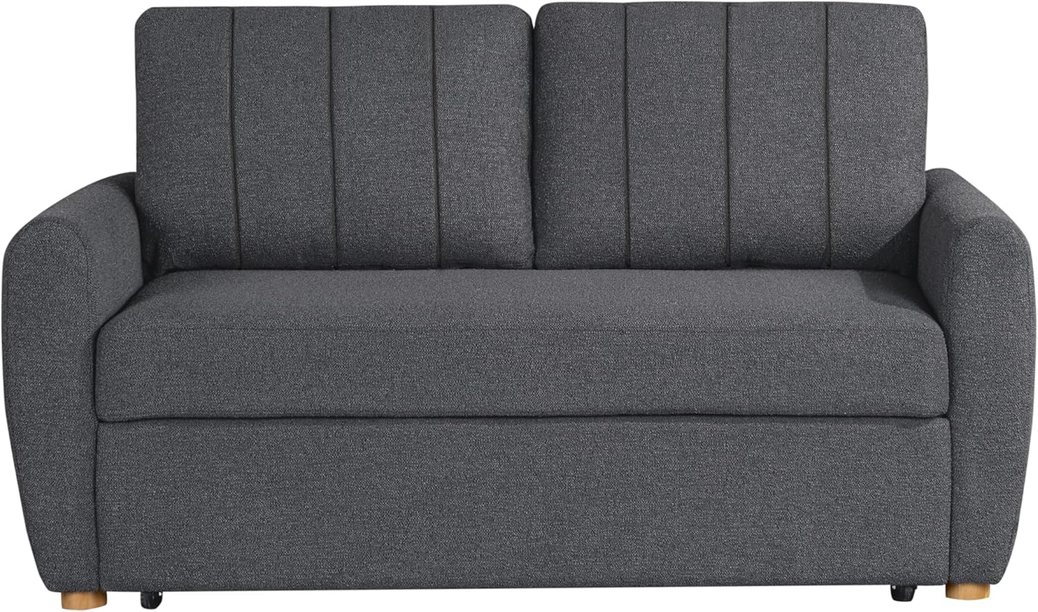 Serta Galway 66.5" Convertible Sleeper Loveseat, Full Size, Dreamcoil Comfort, FingerGuard Pinch Point Protection, Boucle Fabric, Charcoal