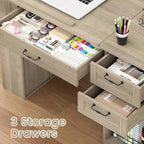 Drafting Table with Storage Cabinet & Drawers, Adjustable Drawing Table with Open Shelves, Craft Art Desk for Artists, Painters, Drawing, Crafting, Reading, Writing, Working (Grey)