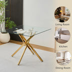 HomVent 3 Piece Square Glass Dining Table Set, Square Glass Kitchen Table Set for 2 with 2 PU Upholstered Dining Chairs for Kitchen Dining Room