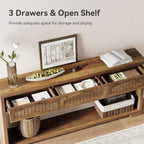 LITTLE TREE 70.8-Inch Console Entryway Table with 3 Drawers & 2-Tier Open Shelf, Farmhouse Narrow Long Sofa Table for Living Room, Entryway, Foyer, Hallway, Behind Couch, Entrance, Rustic Brown