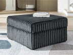 Signature Design by Ashley Midnight-Madness Oversized Ottoman, Gunmetal | 100% polyester jumbo corduroy, 39 in square shape, Firm foam cushion, Living room accent, No assembly required