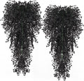 RECUTMS Artificial Hanging Plants Indoor 4 Pcs Artificial Ferns Plants Large Faux Hanging Plant Wall Plants Fake Ivy Room Fall Home Garden Wedding Halloween Party Indoor Outdoor Decor(Black)