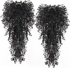 RECUTMS Artificial Hanging Plants Indoor 4 Pcs Artificial Ferns Plants Large Faux Hanging Plant Wall Plants Fake Ivy Room Fall Home Garden Wedding Halloween Party Indoor Outdoor Decor(Black)