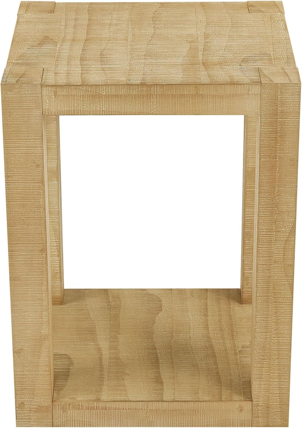 Rectangular Side Table with Shelf, Natural Wood End Table for Living Room with Storage, Compact Bedside Table for Small Spaces