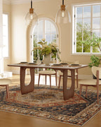 71" Sintered Stone Dining Table with Solid Wood Legs, Mid Century Modern Dining Room Table for 6,Heat-Resistant Rectangle Kitchen Table
