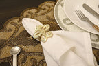 Lightweight Metal Napkin Rings Set of 12 - Fleur-de-Lis Napkin Holders for Dining Table, Weddings, and Special Events - Elegant Table Décor for Home & Restaurants (Gold) - CLEENTABLE