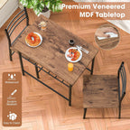 Fenbeli 3 Piece Dining Table Set - Small Kitchen Table & Chair Sets for 2, Breakfast Table Set w/Steel Frame, Built-in Storage Rack for Dining Room, Living Room, Apartment (Brown, Small)