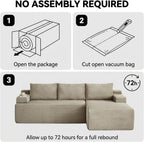 Cloud Sectional Couch, 97 Inch Modern Modular Sectional Sofa with Deep Seat, Corduroy Couches with L-Shape Right Chaise for Living Room Bedroom, No Assembly Required(Camel)