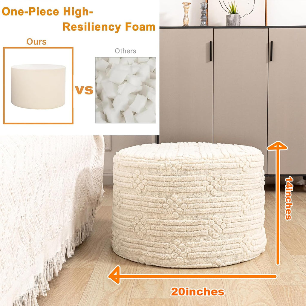 Asuprui Ottoman Foot Rest,Linen,All-in-one Foam Pouf Footstool 20x14 in | Footstool Ottoman,Stuffed Pouf Ottoman,All-in-one Foam Filler, Footrest,Beanbag Chair,Cozy Lounging, Floor Pouf & Chic Decor