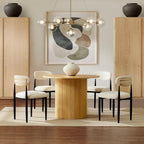 Morden Fort White Set of 2 Armless Upholstered Chenille Dining Chairs with Black Metal Legs and Gold Accent Back