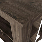 Dark Brown Kitchen Island with Three Shelves and Four Legs | Spacious kitchen island with three storage shelves and wide top surface for meal prep