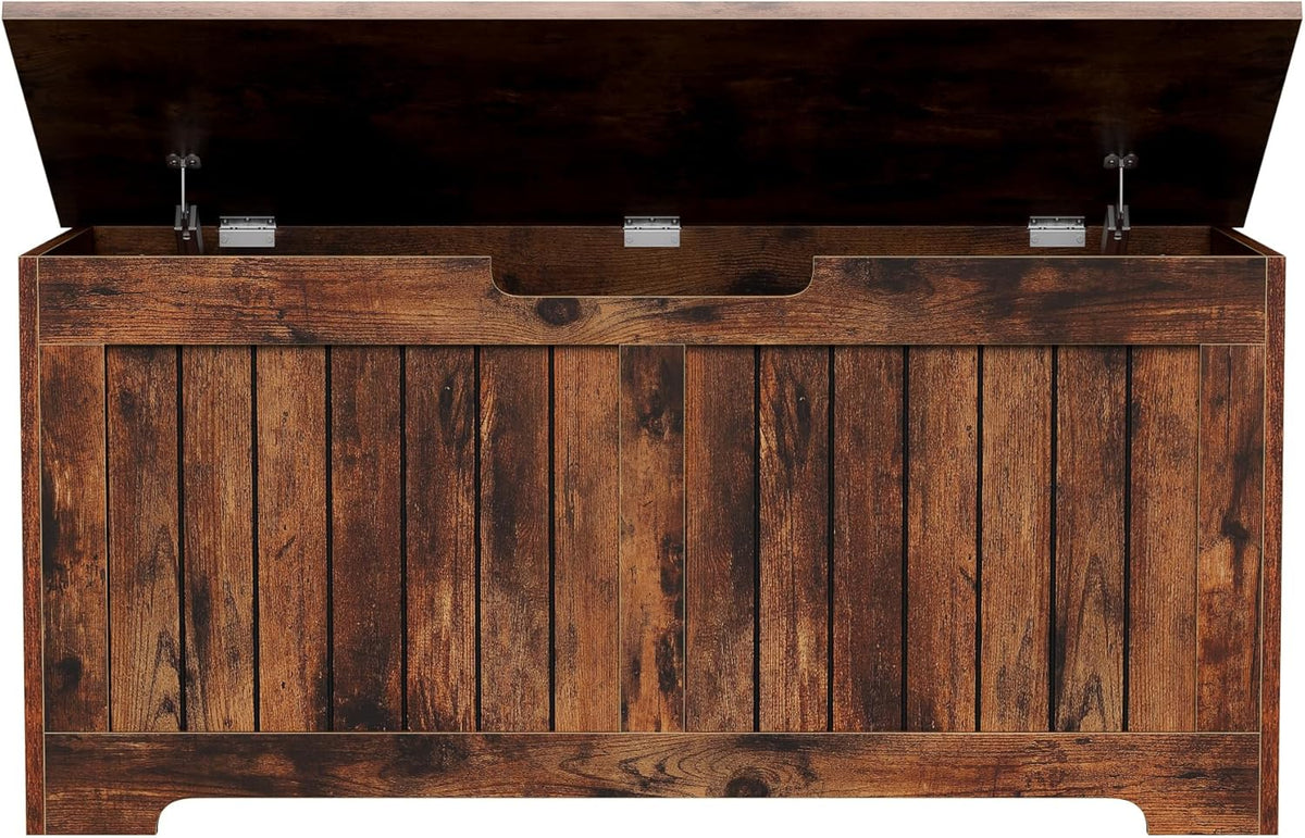 Wooden Storage Chest,30/40 Inch Storage Trunk w/2 Safety Hinges, Storage Bench, Modern Lift Top Chest Box Organizer (Rustic Brown, 40 Lx 15.7 W x19 H Inch)
