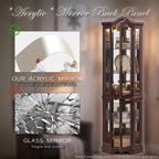 Lighted Corner Curio Cabinet 70.5" Tall Wooden China Cabinet with Tempered Glass Doors, Freestanding Glass Display Case Wine Cabinet Storage Rack for Bar and Liquor Storage (Dark Cherry)