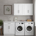 Crosley Furniture Savannah 2-Piece Wall Storage Cabinet, Cabinets for Laundry, Bathroom, Kitchen, White