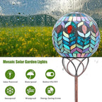 VCUTEKA Solar Outdoor Lights Garden Decor Mosaic Solar Garden Lights Waterproof Glass Ball LED Pathway Stake Light for Landscape Lawn Patio Yard Decoration 6 inch, Colorful