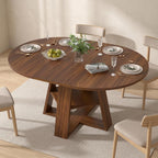 Miereirl 43.3‑59 in Round Extendable Dining Table for 4-6, Modern Oval Dining Table with Removable Leaf and Pedestal Base, Expandable Kitchen Table for Dining Room, Apartment