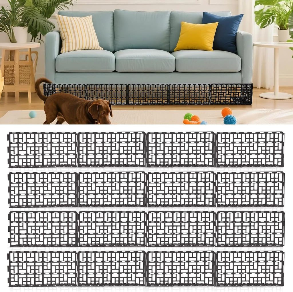 Under Couch Blocker for Bed,Under Bed Blocker for Pets,Under Sofa Furniture Blocker,Plastic Under Couch Blocker for Dogs Pets Cats,Black,16PCS