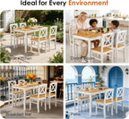 Harper & Bright Designs 5-Piece Dining Table and Chair Set for Apartment or Kitchen, Solid Rubberwood Kitchen Table Set, Space-Saving Design, Chairs Slide Under Table, Easy to Clean (Natural White)