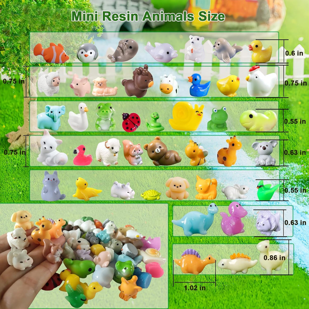 45-Piece Mini Resin Animals, 45 Styles Resin Animals Variety Pack for Dollhouse Fairy Garden Miniature Accessories Home Landscape Aquarium Hide DIY Crafts Decor Gift Giving