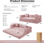 MoonSpeak 78.8'' Futon Sofa Bed, Couches for Living Room | Corduroy Convertible Futon Sofa Bed with Storage Pocket, Modular Sleeper Couch in a Box, No Assembly (Pink)