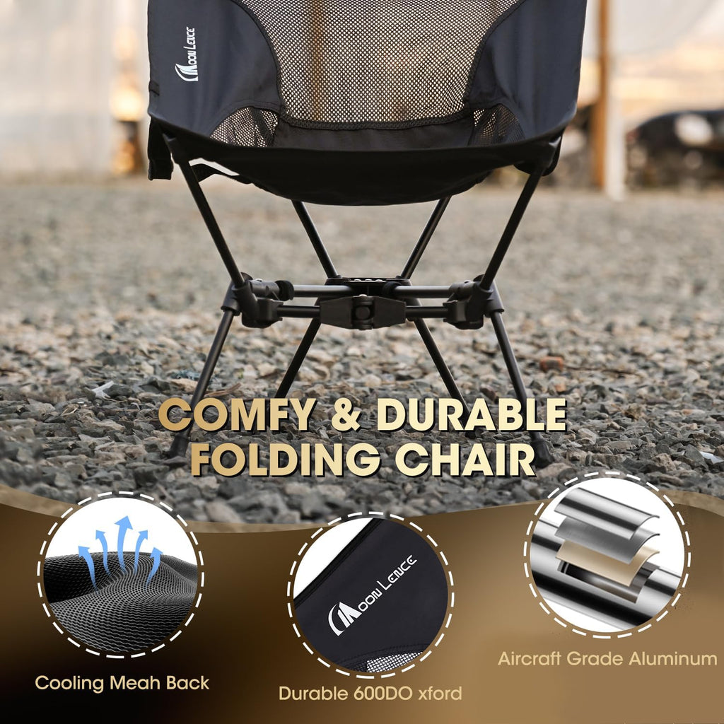 MOON LENCE Portable Camping Chair Backpacking Chair - The 4th Generation Ultralight Folding Chair - Compact, Lightweight Foldable Chairs for Hiking Mountaineering, Beach (Orange-2Pack)