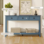 Treocho 53.1" Console Table with 3 Drawers, Sofa Table Behind Couch, 2 Tier | Long Entryway Table with Storage, Modern, For Hallway, Living Room, Blue