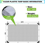 8Ftx10Ft Clear Greenhouse Plastic Covering, 16Mil Thickness Heavy Duty Clear tarp for Chicken coop, Greenhouse Plastic sheeting with Hemmed Edges & preinstalled Grommets.