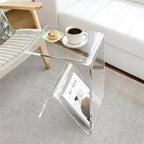 Acrylic C-Shaped Sofa End Table, Acrylic Clear Couch Side Table Modern Tray Snack Table Nightstand Portable Beside Table for Living Room Couch Bedroom