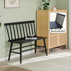 APRTAT Bamboo Entryway Bench, Dining Bench with Spindle Back (Black) | Natural Bamboo & H-Shaped Support, Spindle Back, Ideal for entryways, bedrooms, outdoor settings, Easy Assembly & Clean