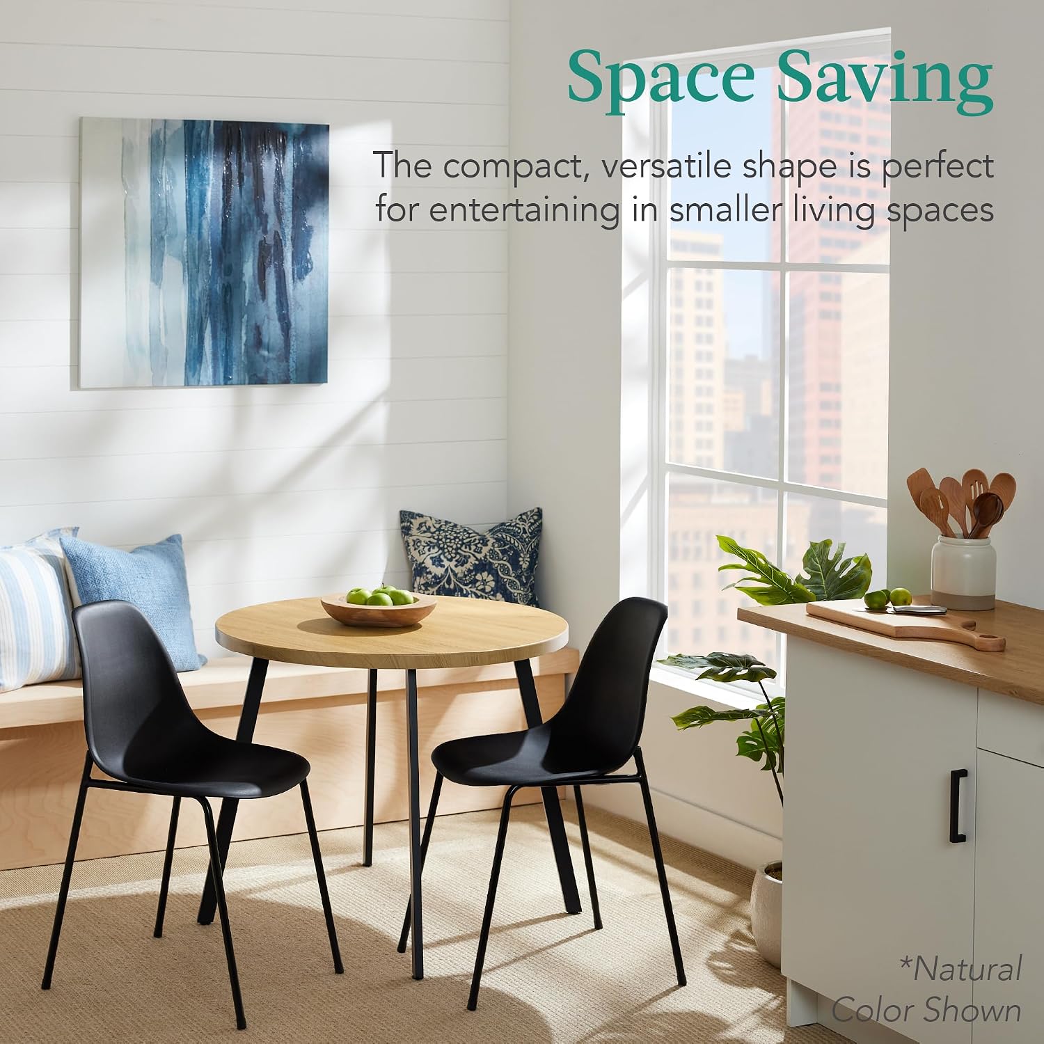 Best Choice Products Round Dining Table 35.5”, Mid-Century Modern Kitchen Table for 2-4 People, Small Space Apartment Dinette, Wood Top W/Steel Legs - Black